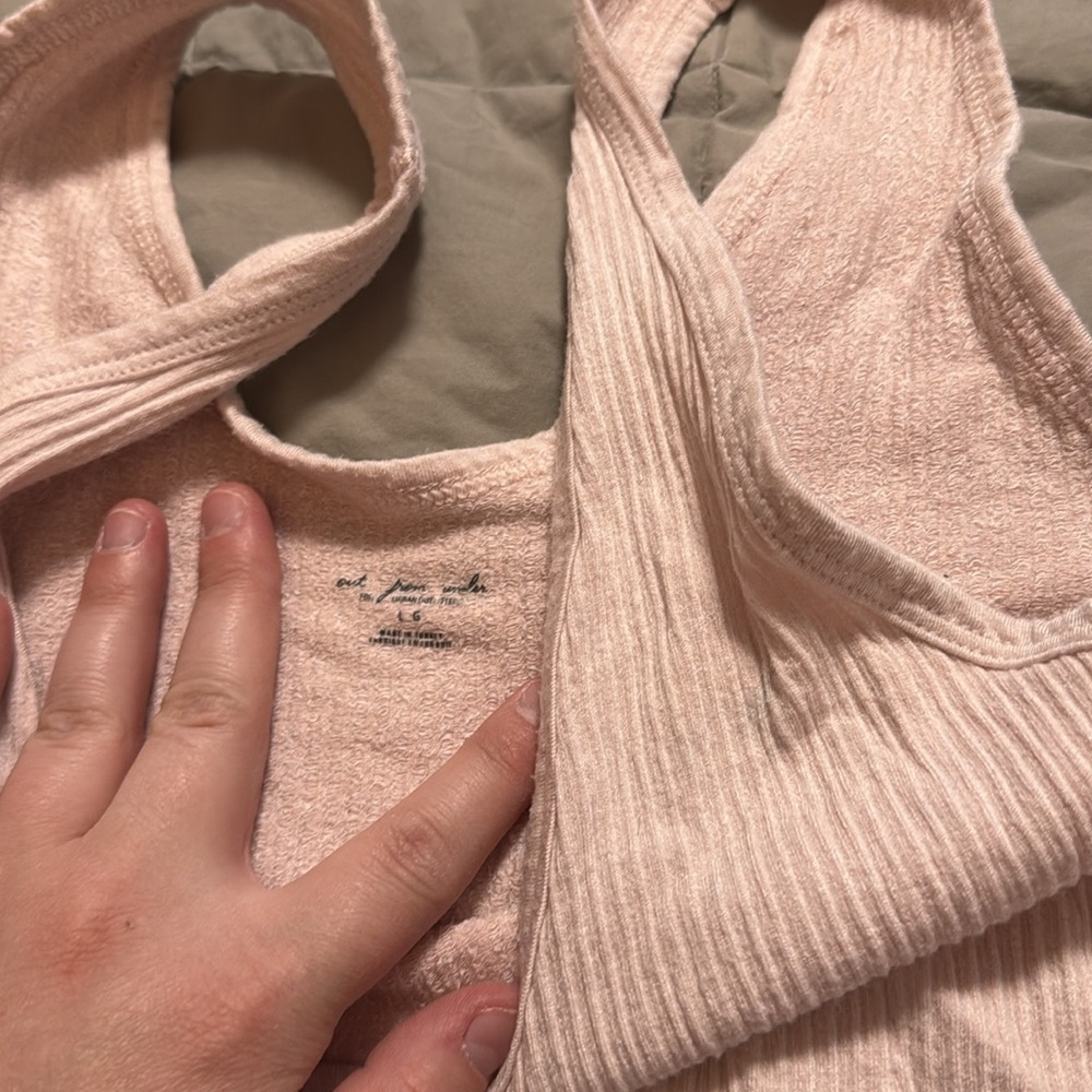 Urban Outfitters Pink Ribbed Cami Bra Size Large - Picture 2 of 2